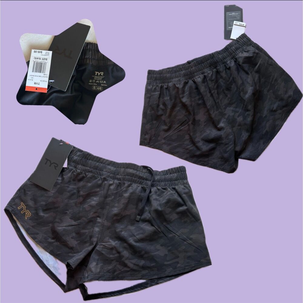 TYR Black Camo Running Shorts Size S